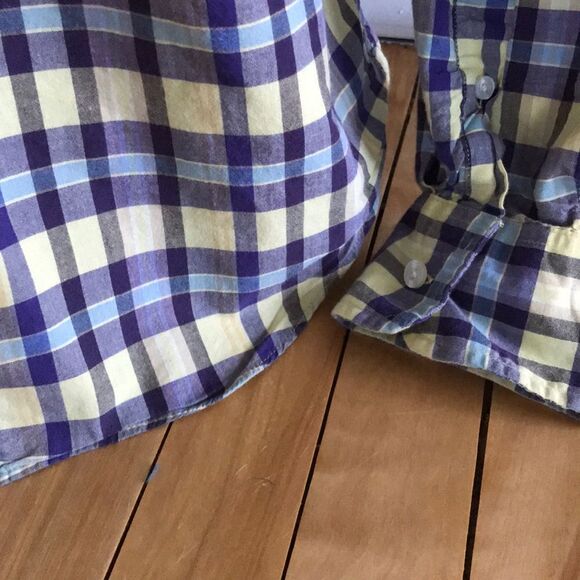 J. Crew purple/yellow/blue button down shirt, Med - Picture 4 of 6